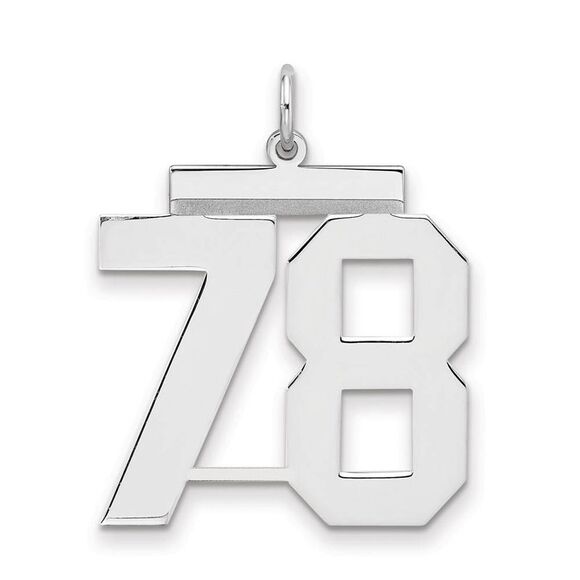 Sterling Silver Athletic Collection Large Polished Number 78 Pendant